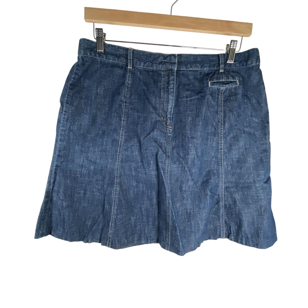 L.L.Bean Skirt Womens 18 Blue Cotton Denim A-Line Knee Length Pockets Casual